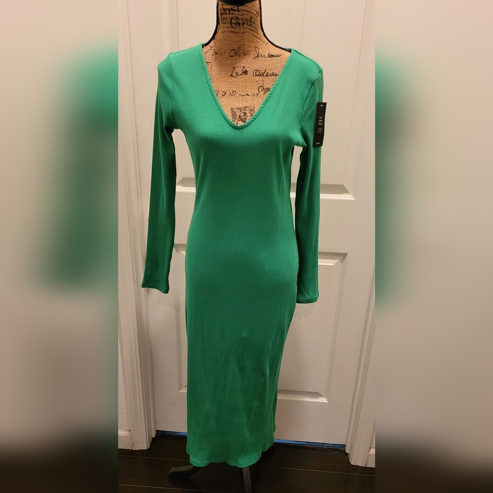 Emerald Green V-Neck Bodycon Dress for Work